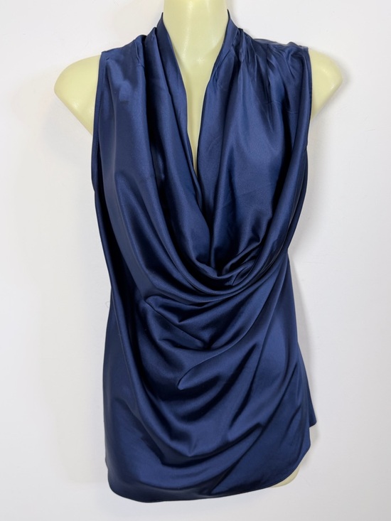 Boston Proper Tops - Boston Proper Navy Draped Cowl Neck Sleeveless Blouse